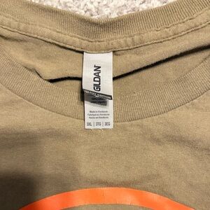 Gildan Brown Tee with Vibrant Orange Design